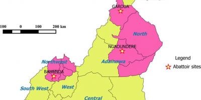 Kamerun, ki prikazuje zemljevid regije