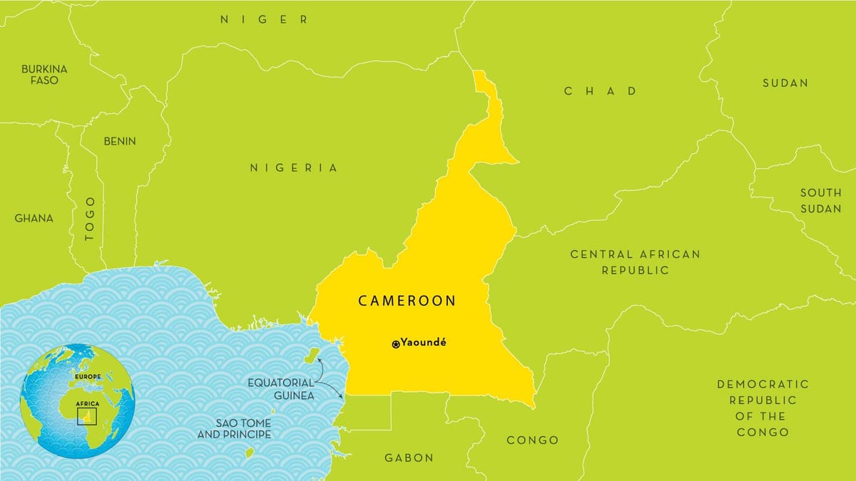 zemljevid Kamerun in okoliških državah