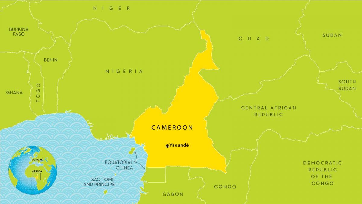 zemljevid Kamerun in okoliških državah
