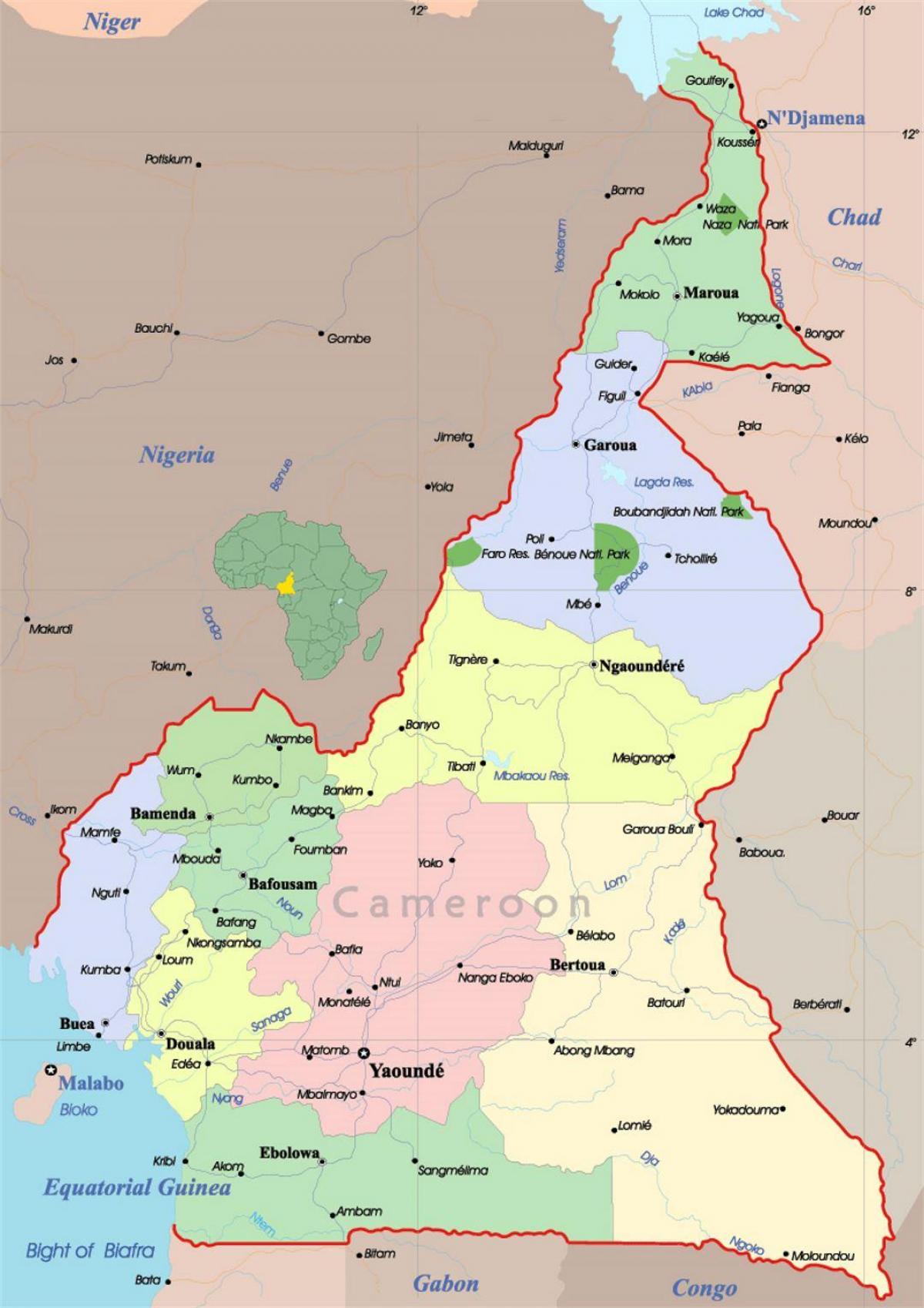 Kamerun zemljevid mesta