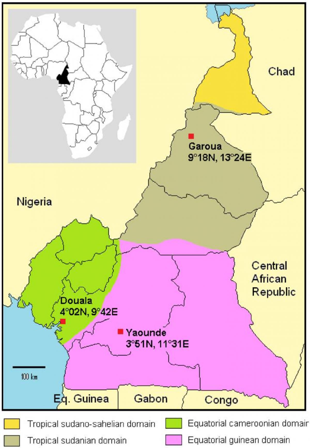 Zemljevid Kamerun podnebje
